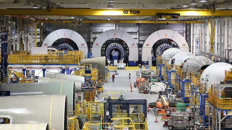 Boeing-Flugzeuge werden im Endmontagewerk in Charleston gefertigt.