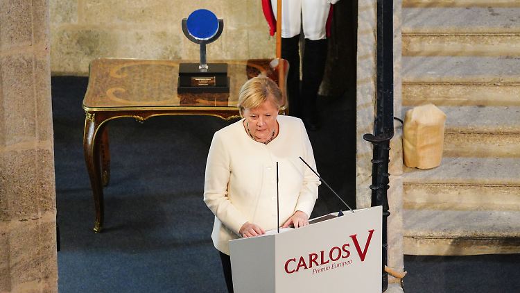 Kanzlerin Merkel nutzte ihre Rede, um die Werte der Europäischen Union mit viel Pathos zu beschwören.