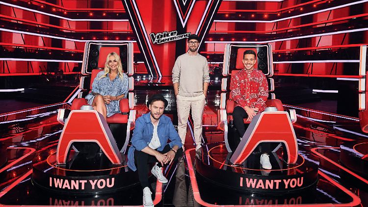 Die Coaches der aktuellen Staffel von "The Voice of Germany": Sarah Connor, Johannes Oerding, Mark Forster und Nico Santos (v.l.n.r.).