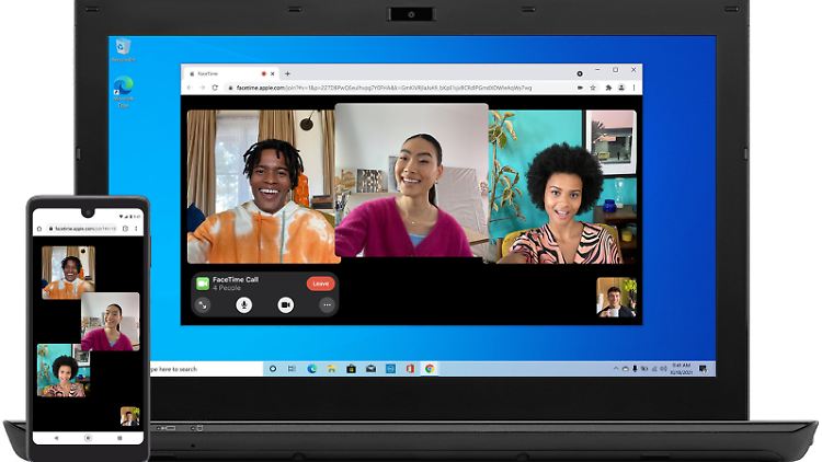 Android- und Windows-Nutzer dürfen mit ihren unattraktiven Geräten wenigstens per Browser an einer Facetime-Konversation teilnehmen.