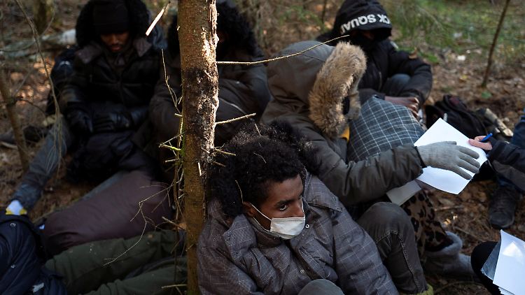Gestrandete Flüchtlinge im Niemandsland zwischen Belarus und der EU.