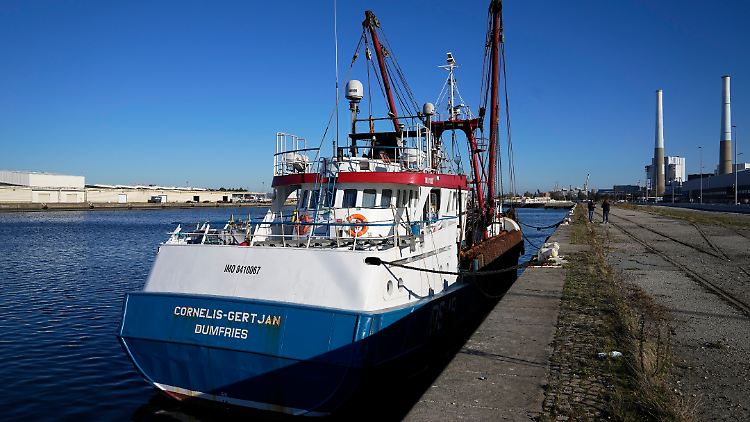 Ein britisches Boot liegt am Donnerstag im Hafen von Le Havre fest.
