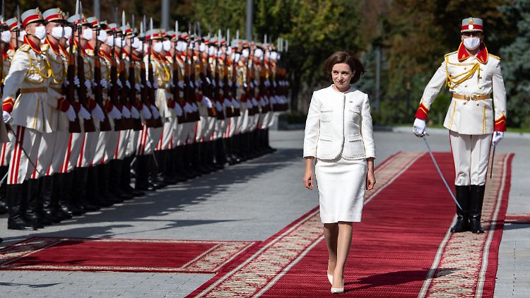 Im September begrüßte die moldauische Präsidentin Maia Sandu Bundespräsident Steinmeier (nicht im Bild) in Chișinău.
