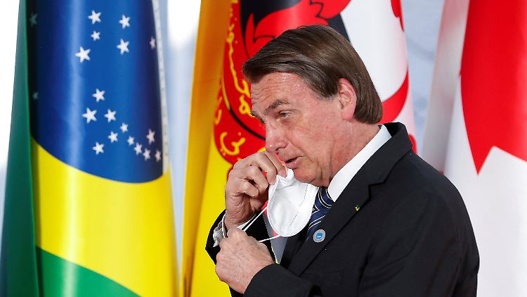 Brasiliens Präsident Bolsonaro am Wochenende beim G20-Gipfel in Rom.