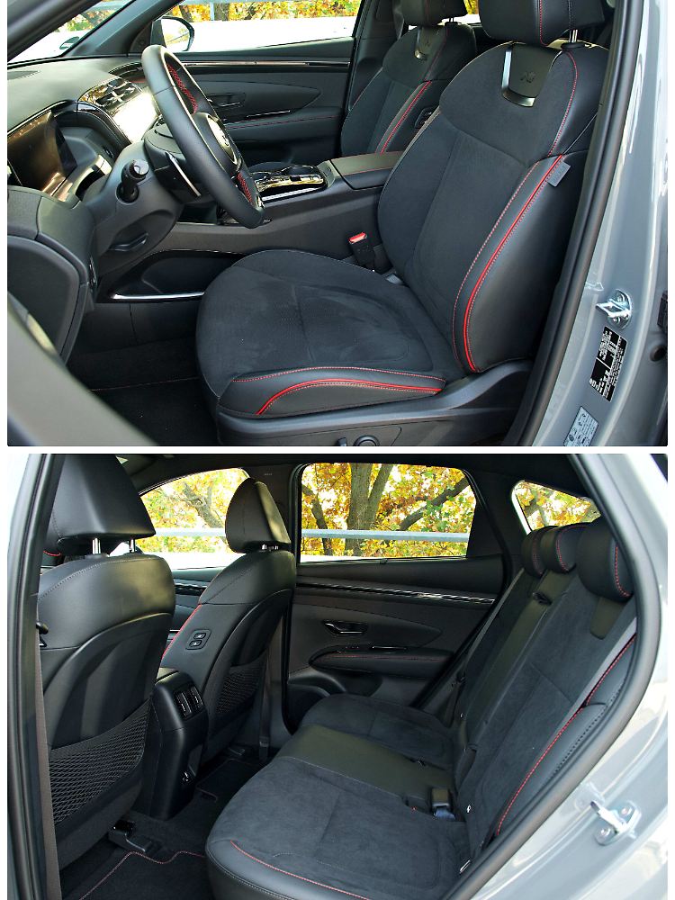 Nicht nur die roten Ziernähte weisen den Hyundai Tucson im Innenraum als N-Line aus.