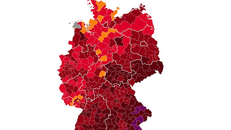 Dunkelrot in den zweiten Pandemiewinter: Die Viruslage in Deutschland am 2. November 2021.