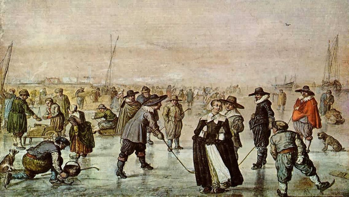 Hendrick Avercamp belegt mit seinem Gemäde (ca. 1615), dass Golf auf dem Eis im 17. Jahrhundert ein populärer Wintersport war.