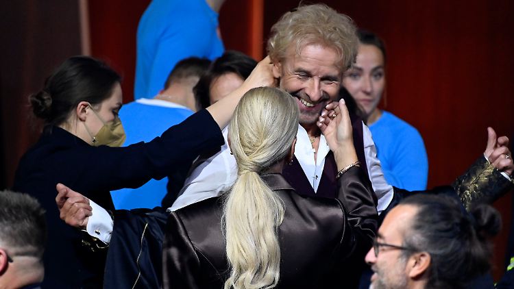 Thomas Gottschalk und Karina Mroß freuten sich gemeinsam.