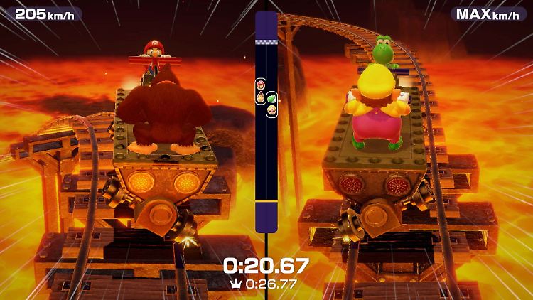Rasante Rennen wie der "Draisinen-Wahnsinn" stehen bei "Mario Party Superstars" auf dem Programm.