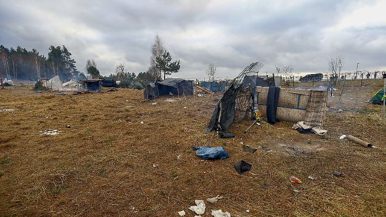 Ein geräumtes Flüchtlingslager in Belarus, an der Grenze zu Polen.