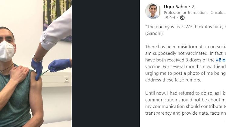 Ugur Sahin in seinem emotionalen, öffentlichen Beitrag, in dem er zur Impfung aufruft.