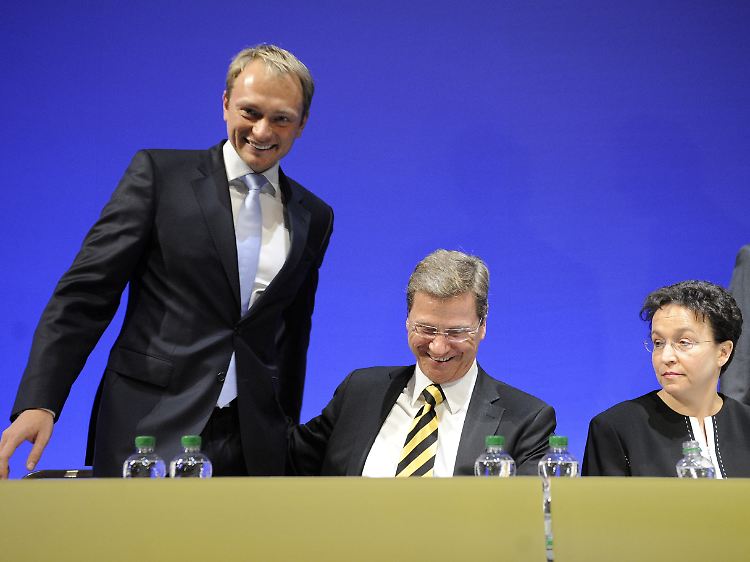 Das Dreiergespann der FDP: Lindner, Westerwelle und Homburger.