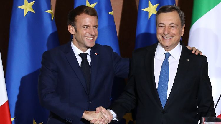 "Breit geteilter Wille": Frankreichs Präsident Macron Ende November zu Besuch bei Italiens Premier Draghi in Rom. 