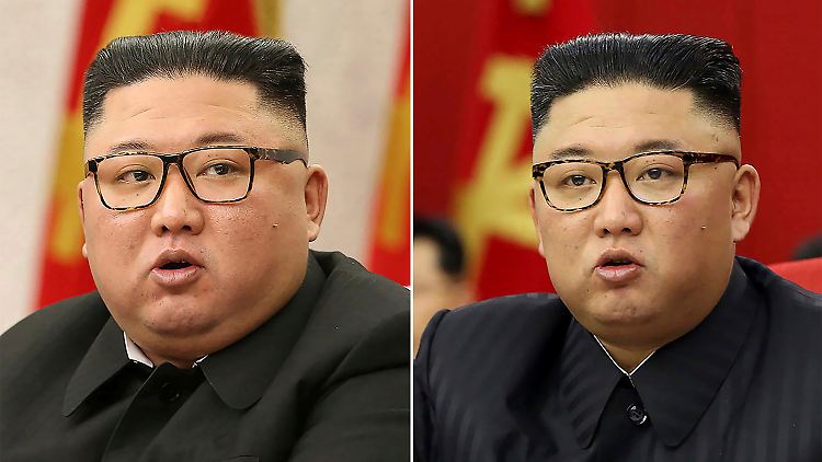 Kim Jong Un auf zwei Fotos, die nach Angaben der nordkoreanischen Nachrichtenagentur KCNA am 8. Februar und am 15. Juni aufgenommen wurden.