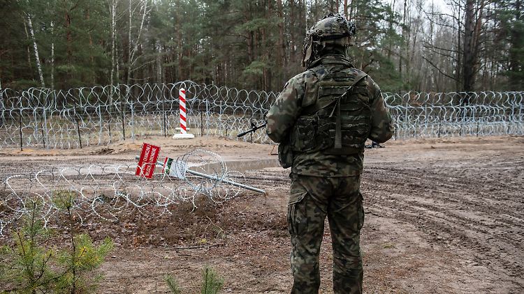 Ein polnischer Soldat bei der Grenzpatrouille: Die Regierung in Warschau fährt gegenüber Lukaschenko eine harte Linie.