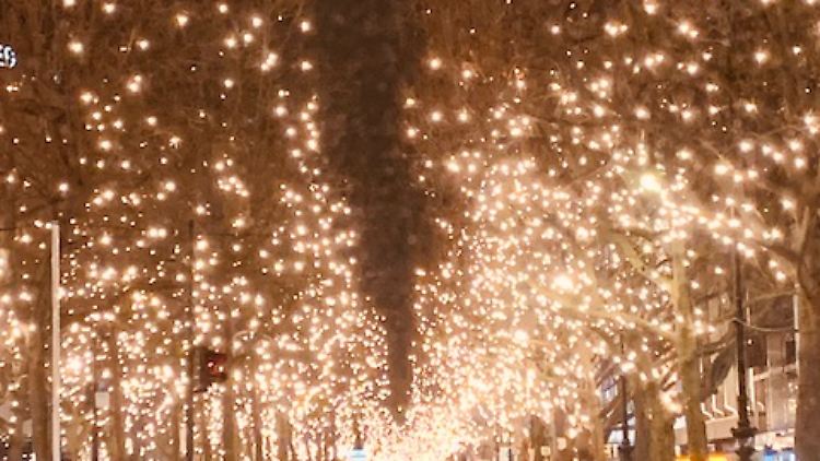 Traumhaft schön, albtraumhaft leer: der feierlich beleuchtete Berliner Kurfürstendamm in der Weihnachtszeit. 