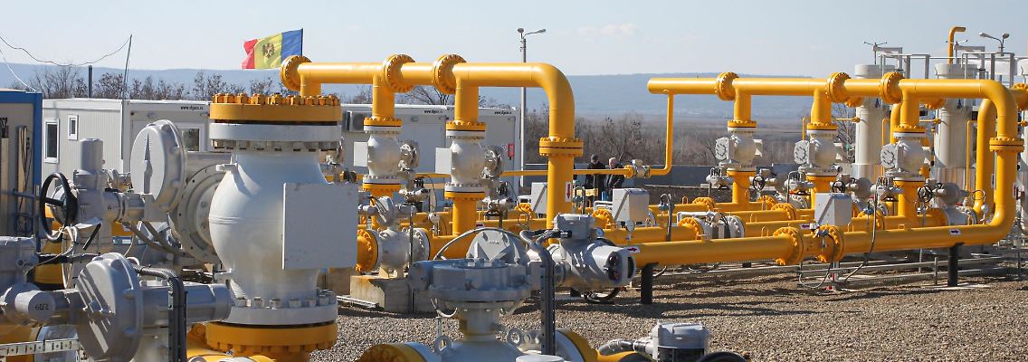 Pipelines des nationalen Erdgasverteilungsnetzes in der Bezirkshauptstadt Ungheni.