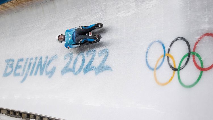 Saba Kumaritaschwili im olympischen Eiskanal.