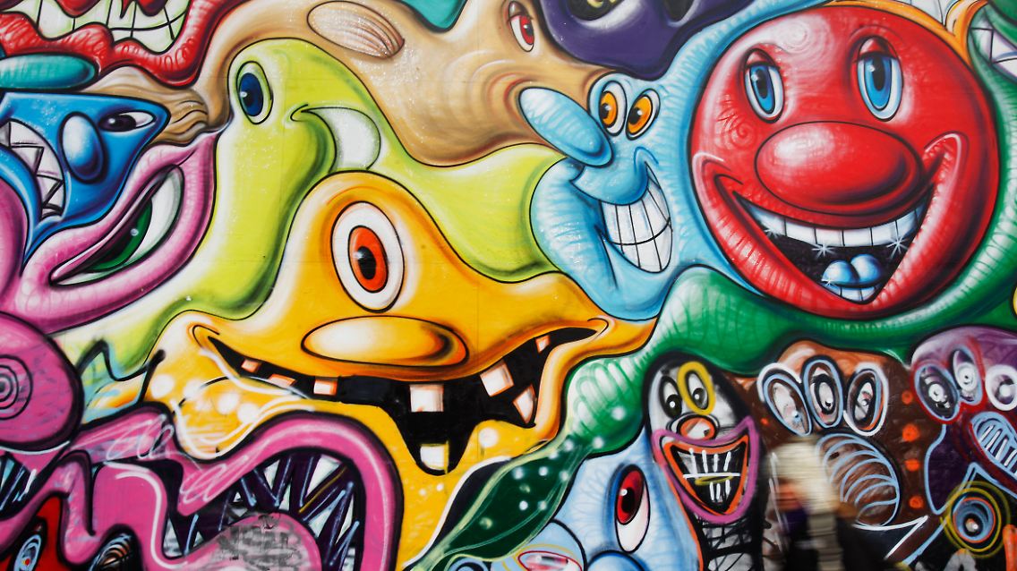 Wer macht sich da ein Bild draus? Graffiti-Kunst von Kenny Scharf auf der Houston Street in New York.