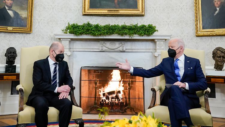 Joe Biden empfing Olaf Scholz zum Antrittsbesuch im Oval Office.