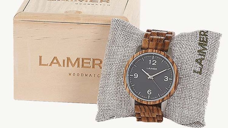 Die Uhr von Laimer kommt in einer edlen Box aus Holz