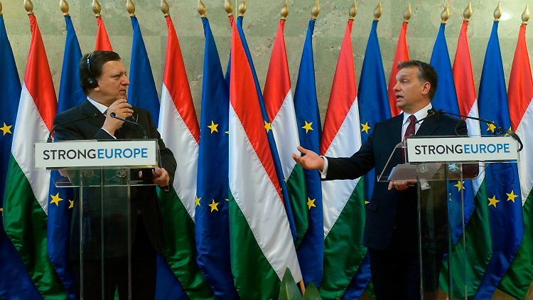 EU-Kommissionspräsident Barroso und Ministerpräsident Orbán am Freitag in Budapest.