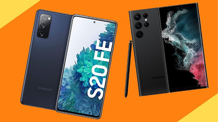 Samsung Galaxy S20 FE günstig bei Amazon kaufen. Oder zum S22 Ultra (rechts) im o2-Bundle greifen.