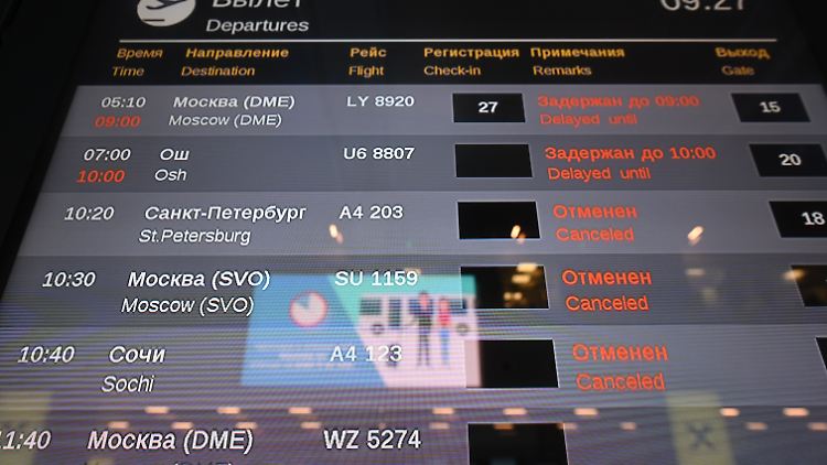 Der Flugverkehr zwischen Russland und der Ukraine ist unterbrochen. 
