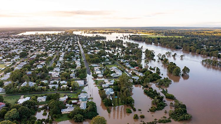 Sintflutartiger Regen sorgte an der Ostküste für schwere Überschwemmungen wie hier in Maryborough. Nun droht Ähnliches weiter südlich in und um Sydney.