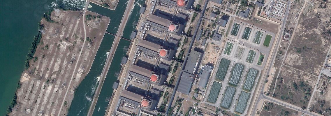 Satellitenfoto des Kernkraftwerks Saporischschja in Enerhodar.
