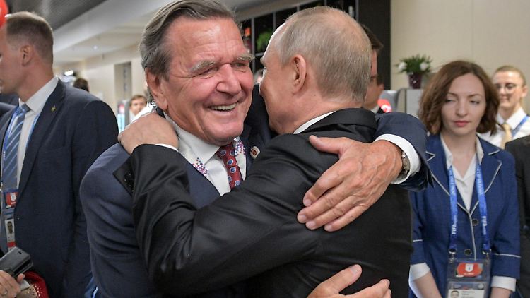 Wegen seiner Nähe zu Wladimir Putin (hier ein Foto von 2018) "schadet" Gerhard Schröder Deutschland, sagt der Politikwissenschaftler Stephan Bröchler.