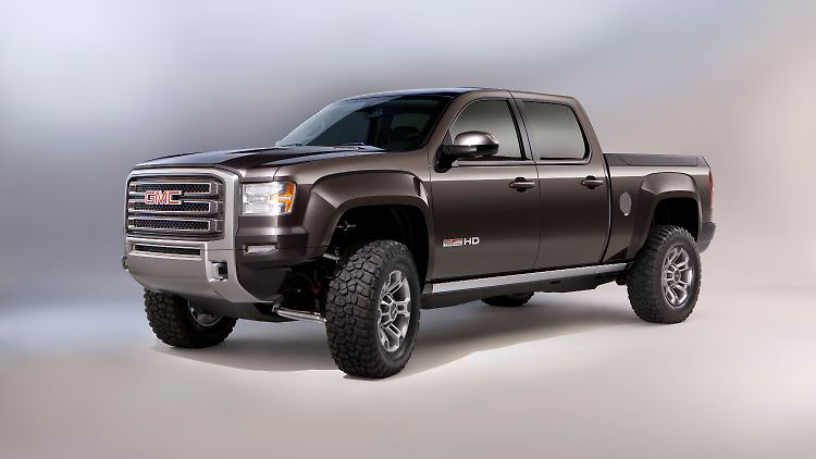 Fast sechs Meter lang und mehr als zwei Meter hoch: Der GMC Sierra All Terrain HD Concept verzückt amerikanische Familienväter.