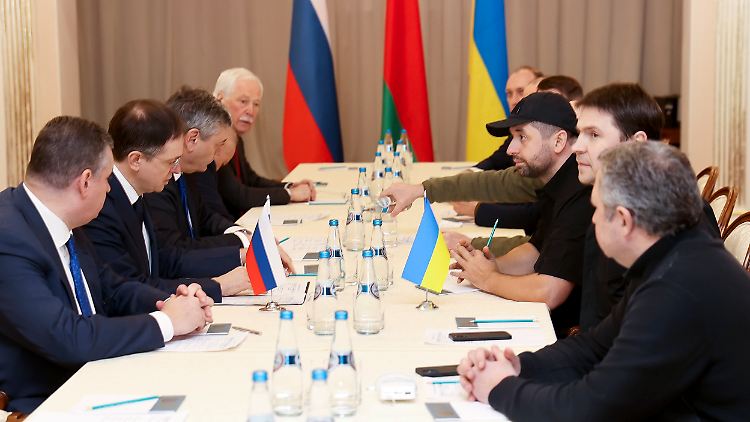 Kurz nach Kriegsausbruch begannen die Verhandlungen zwischen Delegationen aus Russland und der Ukraine. 