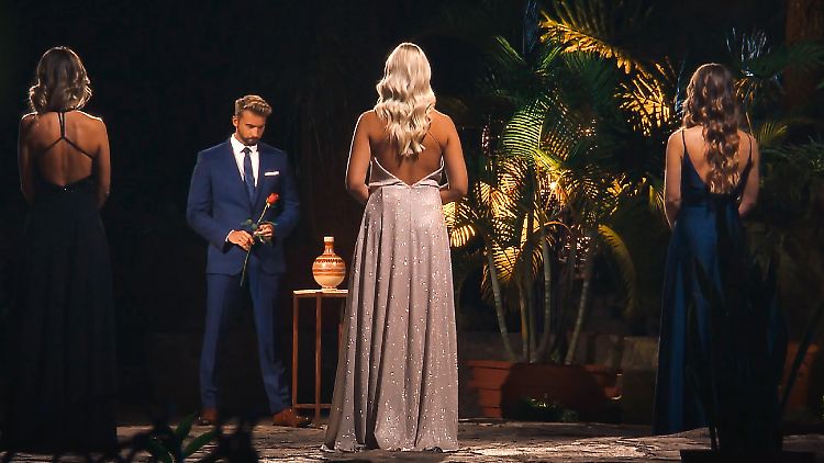 Der Bachelor verteilt die beiden Rosen fürs Finale.