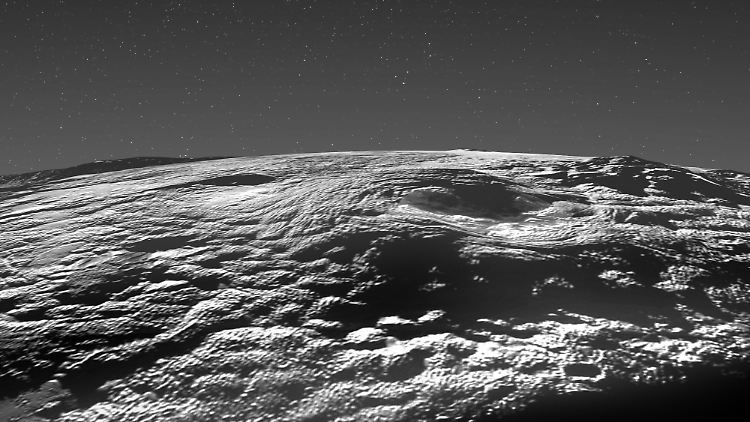 Die Eisvulkanregion auf dem Pluto.
