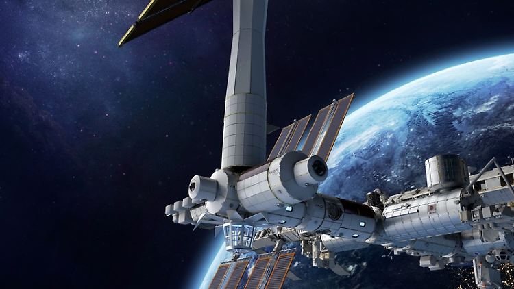 Illustration der Axiom Station: Axiom Space plant eine eigene kommerzielle Raumstation und wurde von der NASA bereits mit dem Bau eines kommerziellen ISS-Moduls beauftragt. Nun schickt Axiom erstmal eine Mission zur ISS.