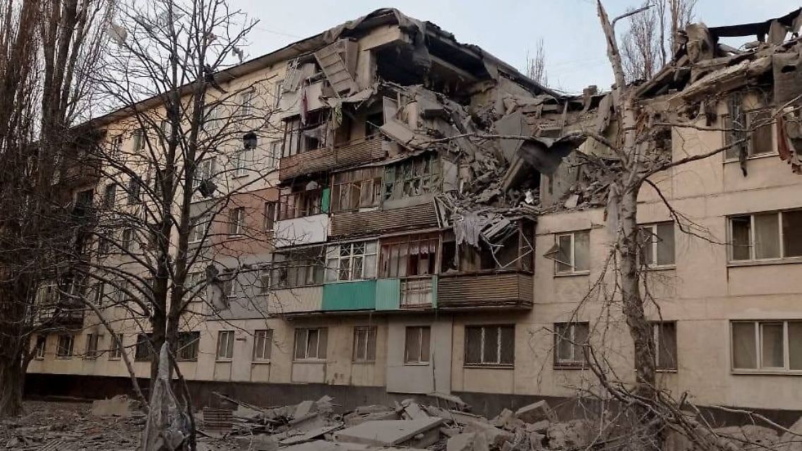 Ein zerstörtes Gebäude in der ostukrainischen Stadt Lysychansk.
