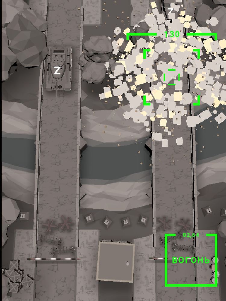 So sieht es aus, wenn ein feindlicher Panzer im Spiel "eBayraktar" zerstört wird.