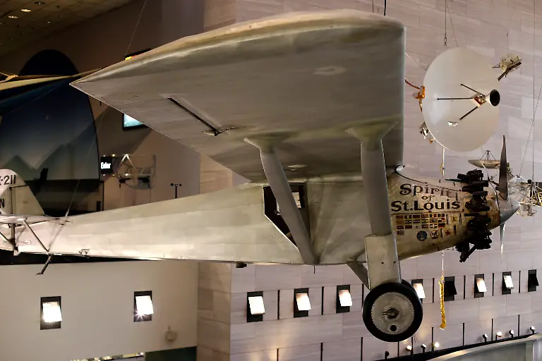 Charles-Lindbergh-s-Spirit-of-St-Louis-hangs-on-display-at-the-National-Air-and-Space-Museum-in-Washington-D-C