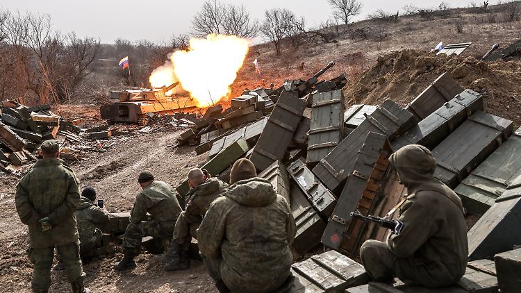 Russische Artilleriestellung in der Region Luhansk.