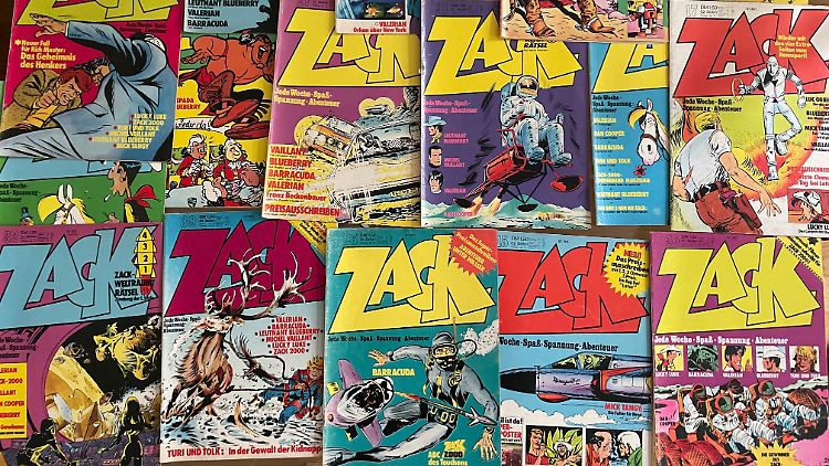 Hefte der Comic-Reihe "Zack" aus den 1970er Jahren: Am 13. April 1972 erschien die Zeitschrift zum ersten Mal.
