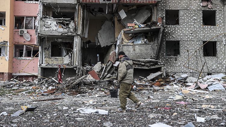 Trümmer in Busowa nach dem Abzug der russischen Truppen. Das Bild entstand am 5. April.