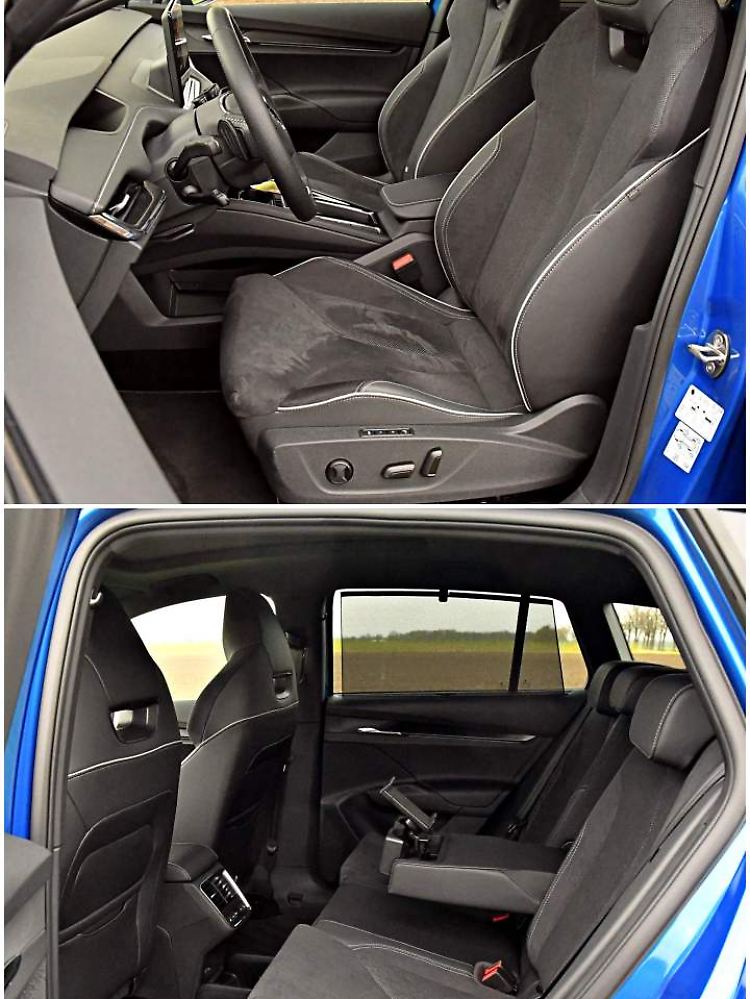 Die Sportsitze machen ihrem Namen im Škoda Enyaq iV 80x Sportline alle Ehre. Auch im Fond sitzt man ausgesprochen bequem.