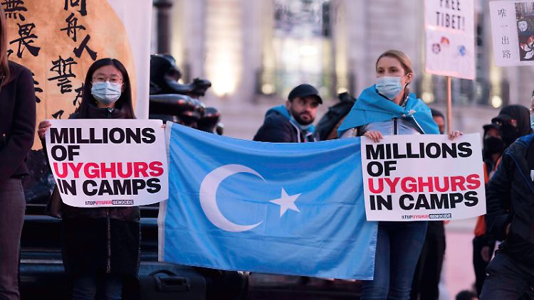 Immer wieder gibt die systematische Unterdrückung der Uiguren Anlass zu weltweiten Protesten wie hier 2021 in London.