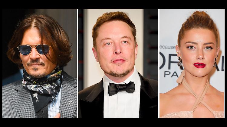Drei sind einer zu viel: Johnny Depp (l.), Elon Musk und Amber Heard.