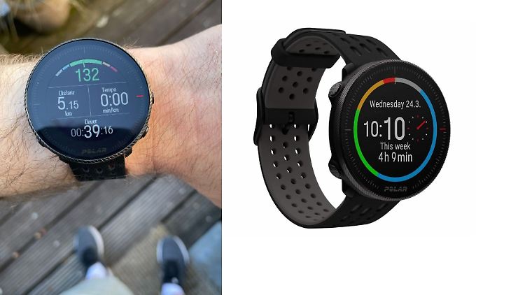 Bunte Balken zeigen bei der Polar Vantage M2 die Leistungsbereiche an, was für Jogger praktisch ist.