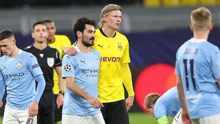 Erling Haaland wird in der nächsten Saison gemeinsam mit İlkay Gündoğan (v.r.) für Manchester City auflaufen. 