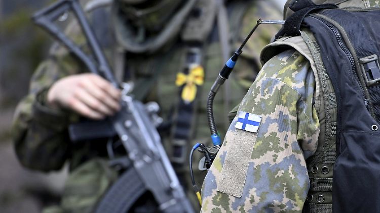Finnische Soldaten der Garnison Niinisalo bei einer Militärübung in diesem Mai.