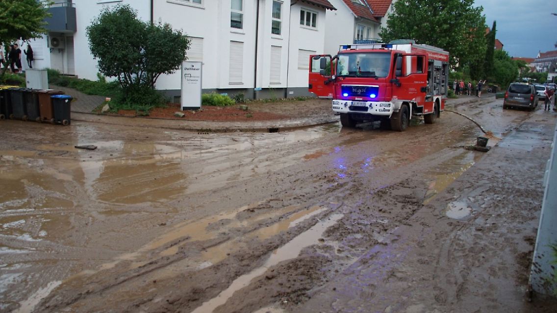 Schlammige Straßen in Oberstenfeld