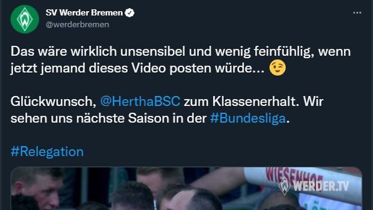 Der Tweet mit einem Video der Bremer Aufstiegsfeier kam im Netz nicht gut an.